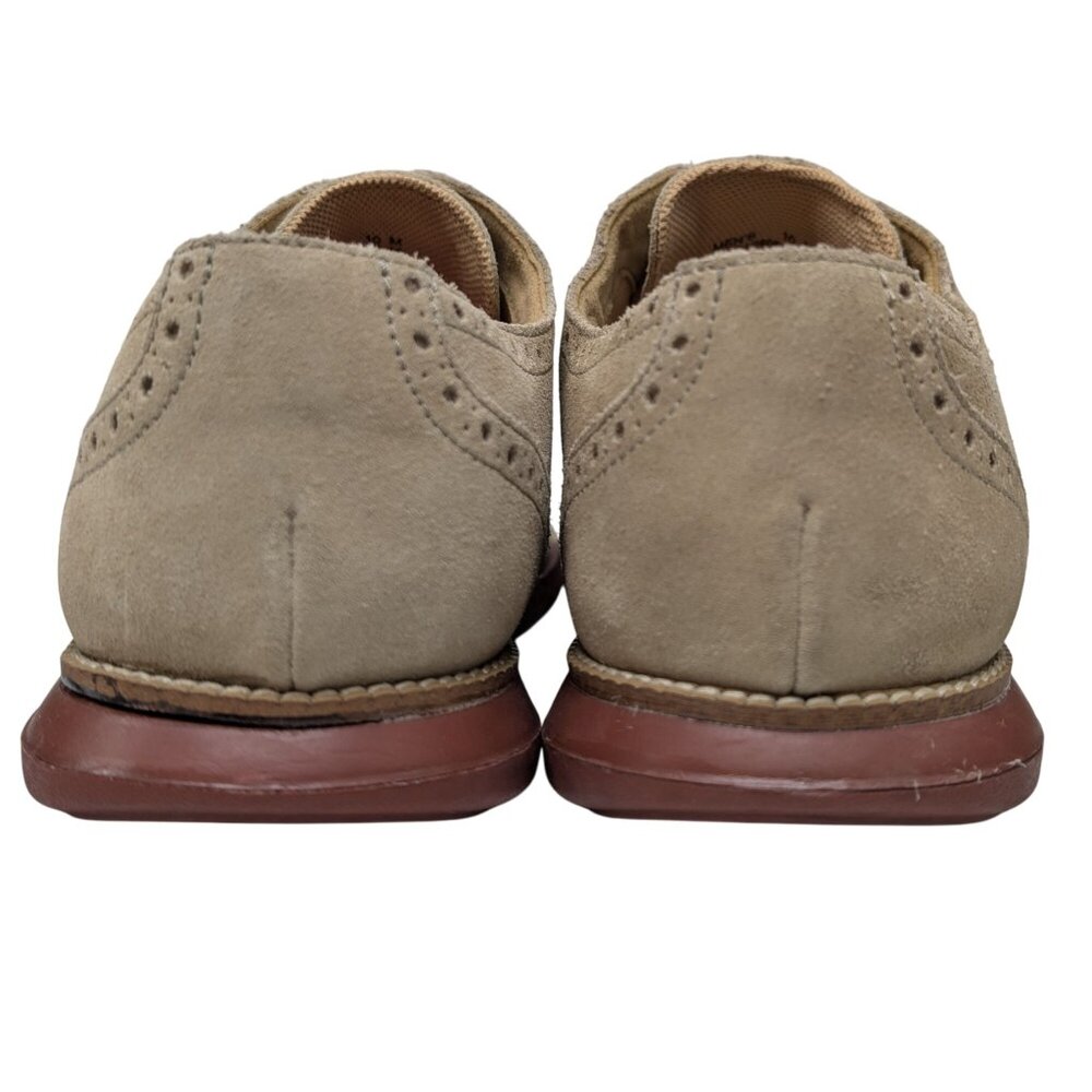Cole Haan Grand OS Suede Derby Shoes Mens Beige Wing Tip Lace Up Size 10 M - Picture 10 of 12